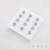MULTI CZ CELESTIAL CRESCENT MOON WITH OPAL BEZEL 316L SURGICAL STEEL L-SHAPE NOSE BOX